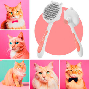 Cepillo para Mascota Autolimpiable con Forma de Gatito