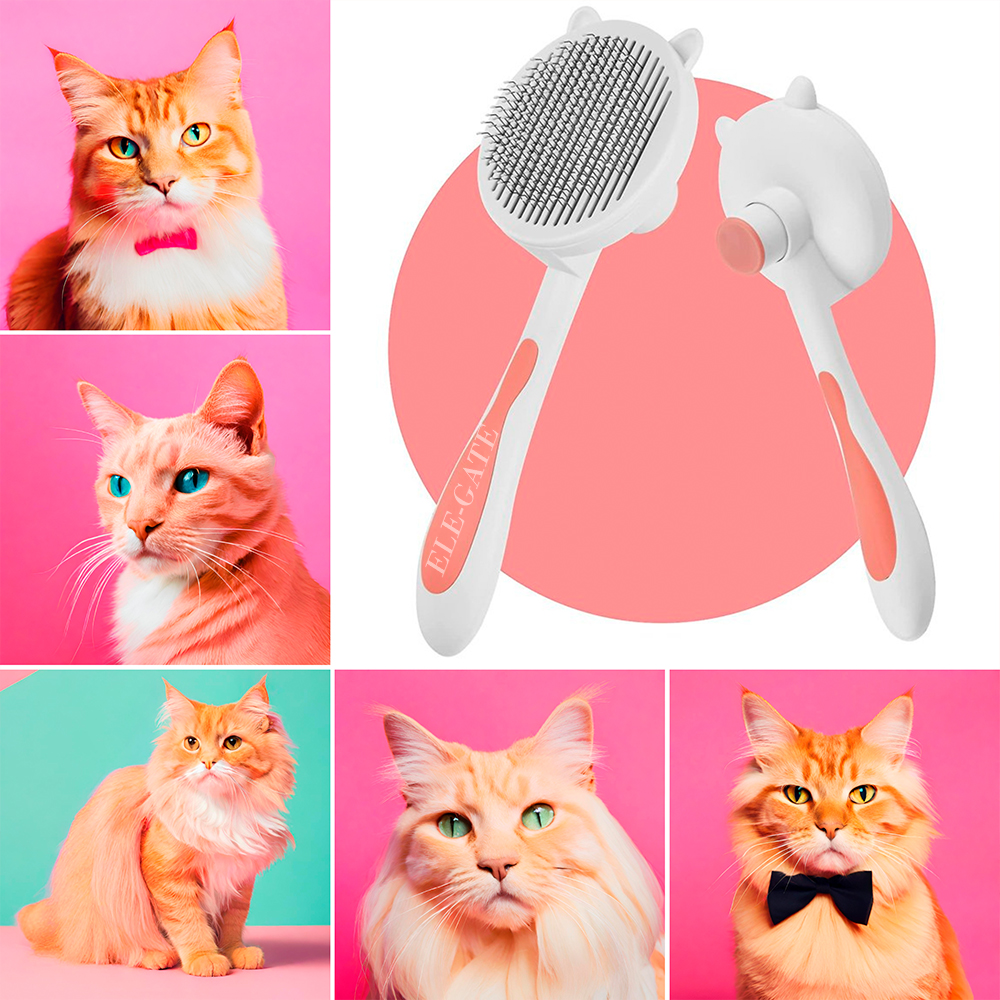 Cepillo para Mascota Autolimpiable con Forma de Gatito