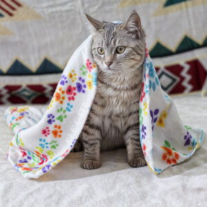 Frazada de Algodón con Diseños de Huellitas