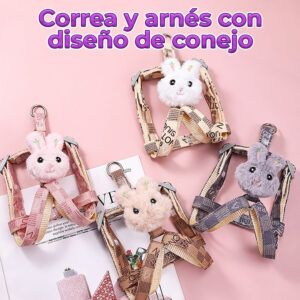 Correa y Arnés con Diseño de Conejo