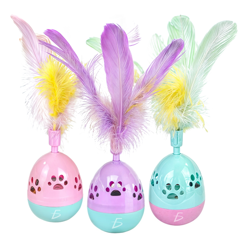 Juguete en Forma de Huevo con Plumas para Gato - Image 2