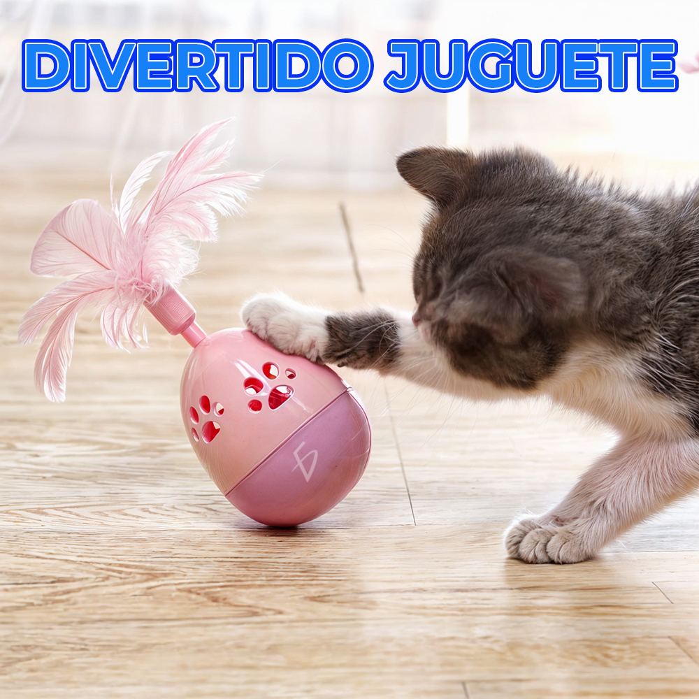 Juguete en Forma de Huevo con Plumas para Gato