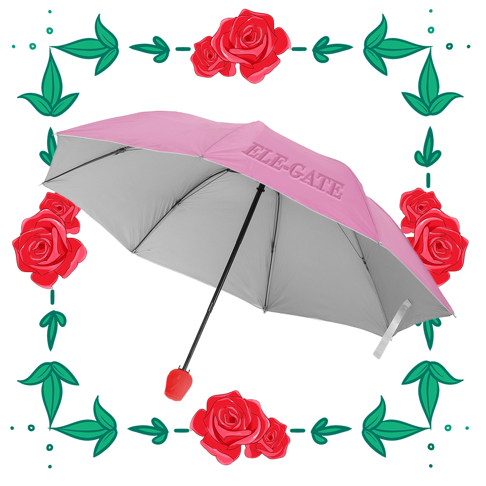 Paraguas Abatible con Mango en Forma de Flor y Estuche Plastico