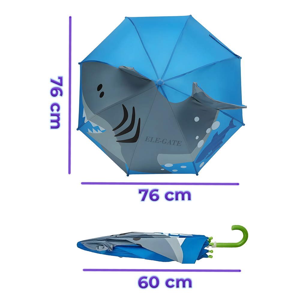 Paraguas Kawaii con Forma de Tiburón y Aletas Desplegables - Image 4