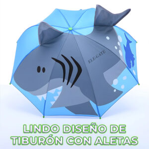 Paraguas Kawaii con Forma de Tiburón y Aletas Desplegables