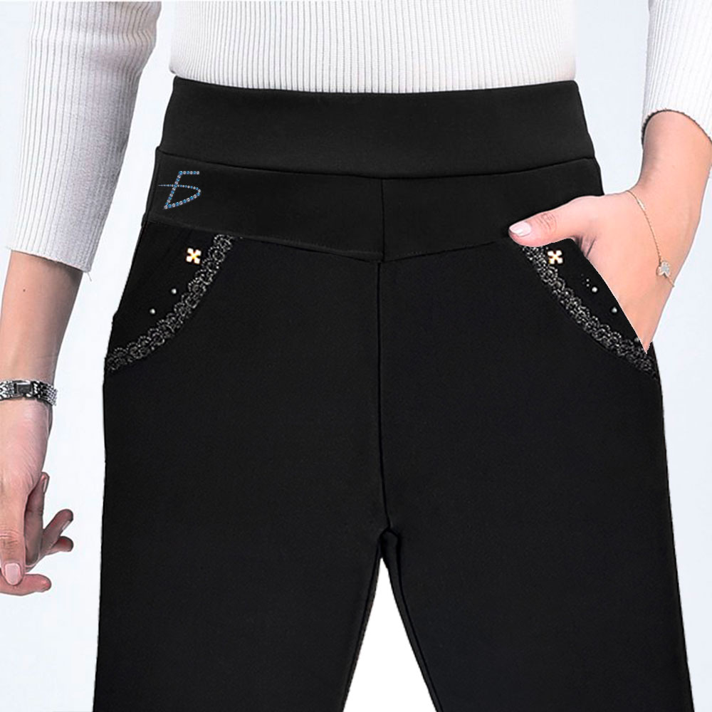 Pantalones de Cintura Alta Elásticos Afelpados para Mujer: Comodidad y Estilo - Image 3