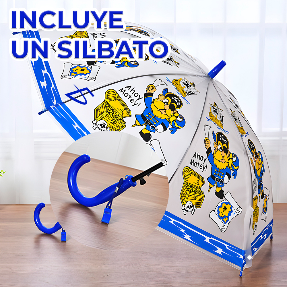 Paraguas Trasparente Impermeable con Diseño de Piratas Intrépidos - Image 4