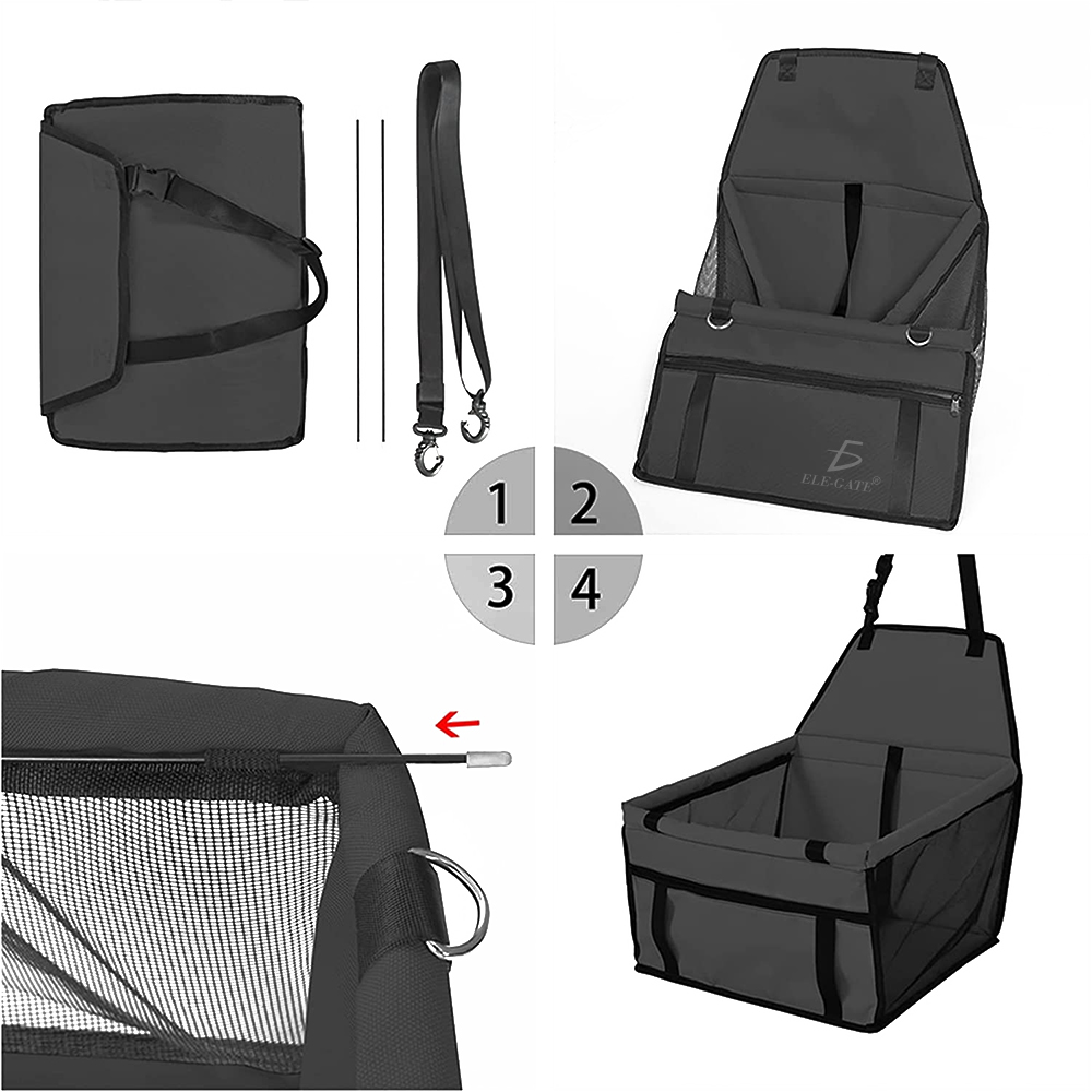 Asiento de Coche para Mascotas con Cinturón de Seguridad Resistente al Agua y Plegable - Image 3