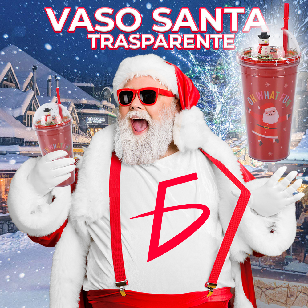 Vaso de Agua Navideño Muñeco 3D - Copa de Doble Pared con Purpurina, Tapa y Pajita Reutilizable sin BPA - 450 ml