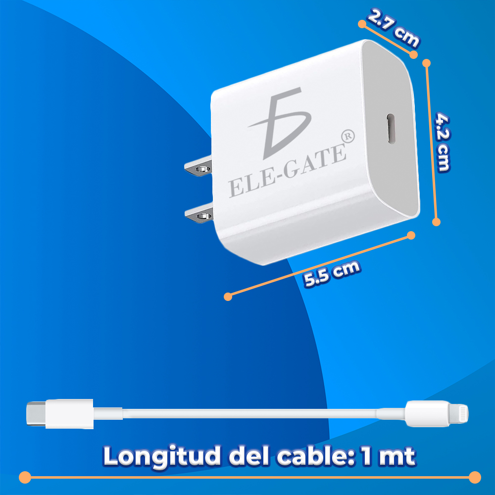 Cargador Rapido PD de 20 W con Cable Tipo C a Lightning - Image 4
