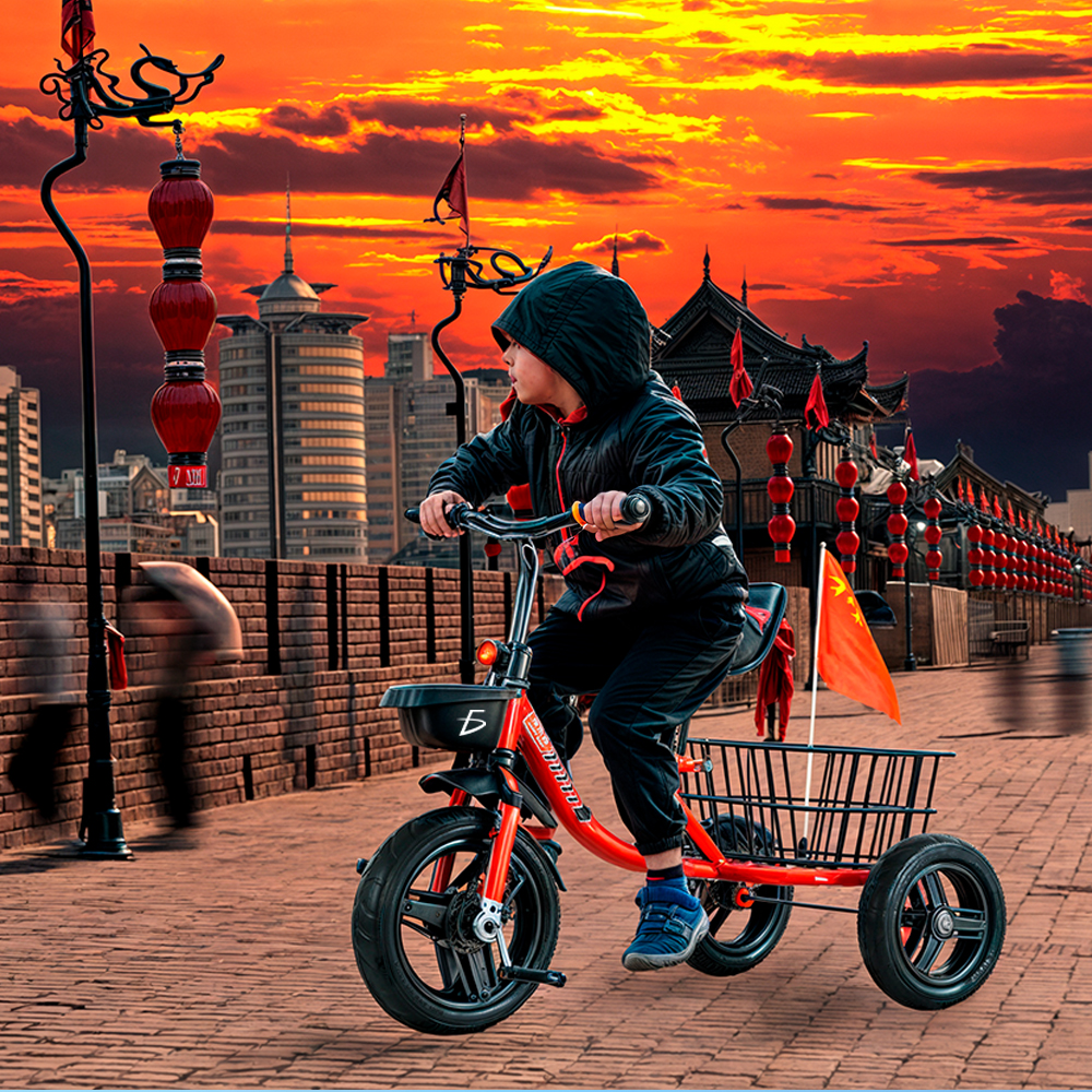 Triciclo con Canasta de Acero Trasera