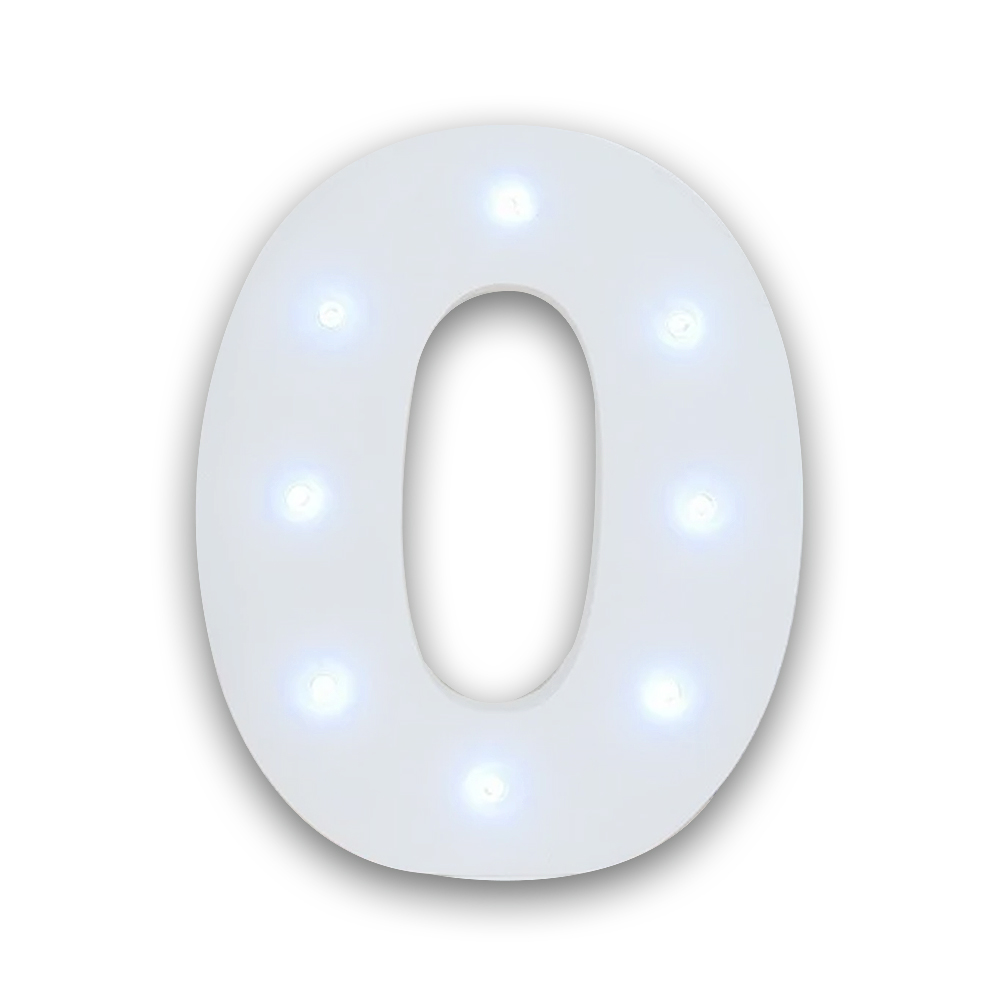 Numero 0 en 3D de Luz Led Luz Cálida. - Image 2