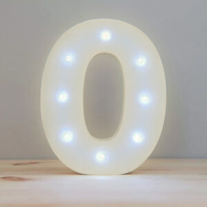 Numero 0 en 3D de Luz Led Luz Cálida.