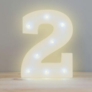 Numero 2 de Luz Led Luz Cálida