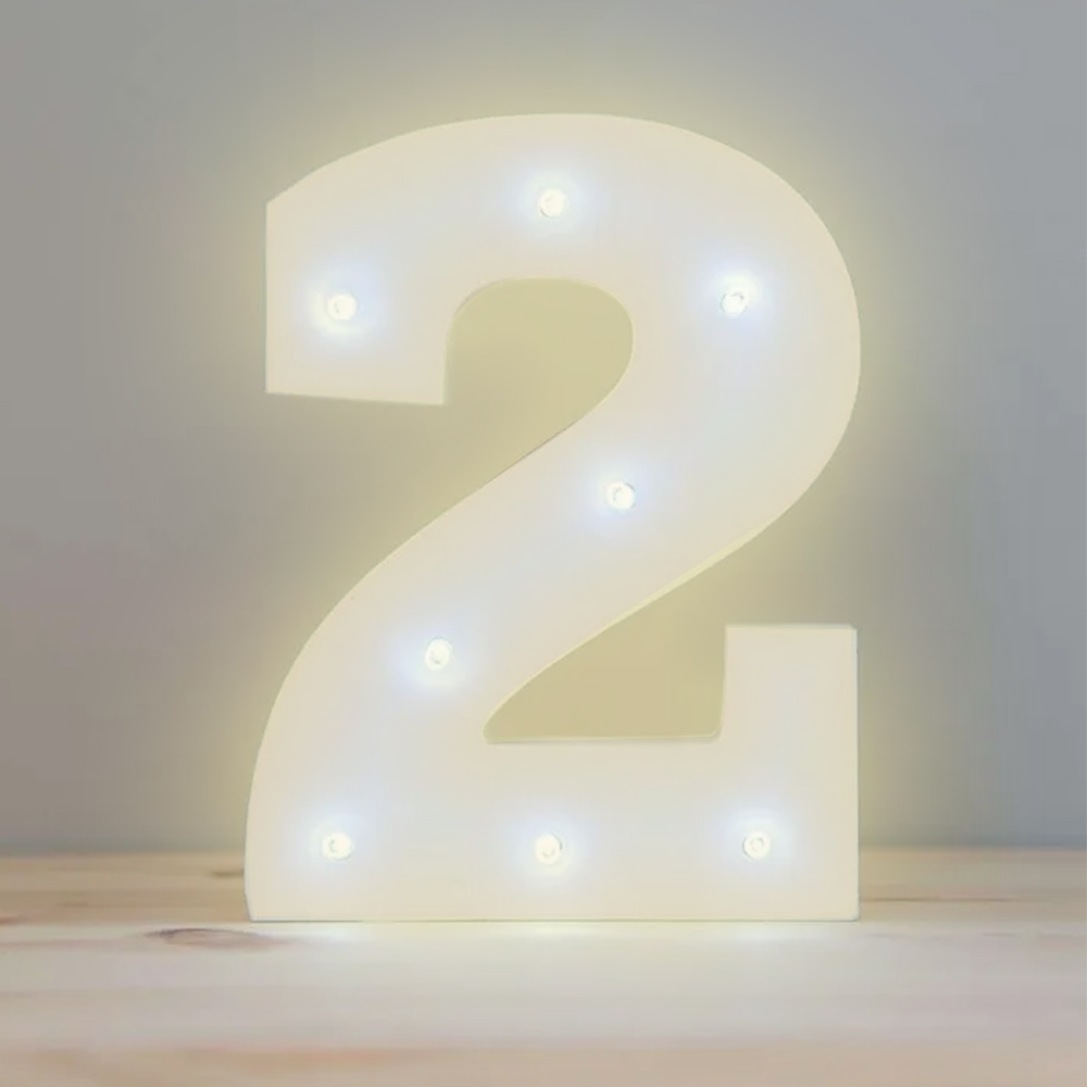 Numero 2 de Luz Led Luz Cálida