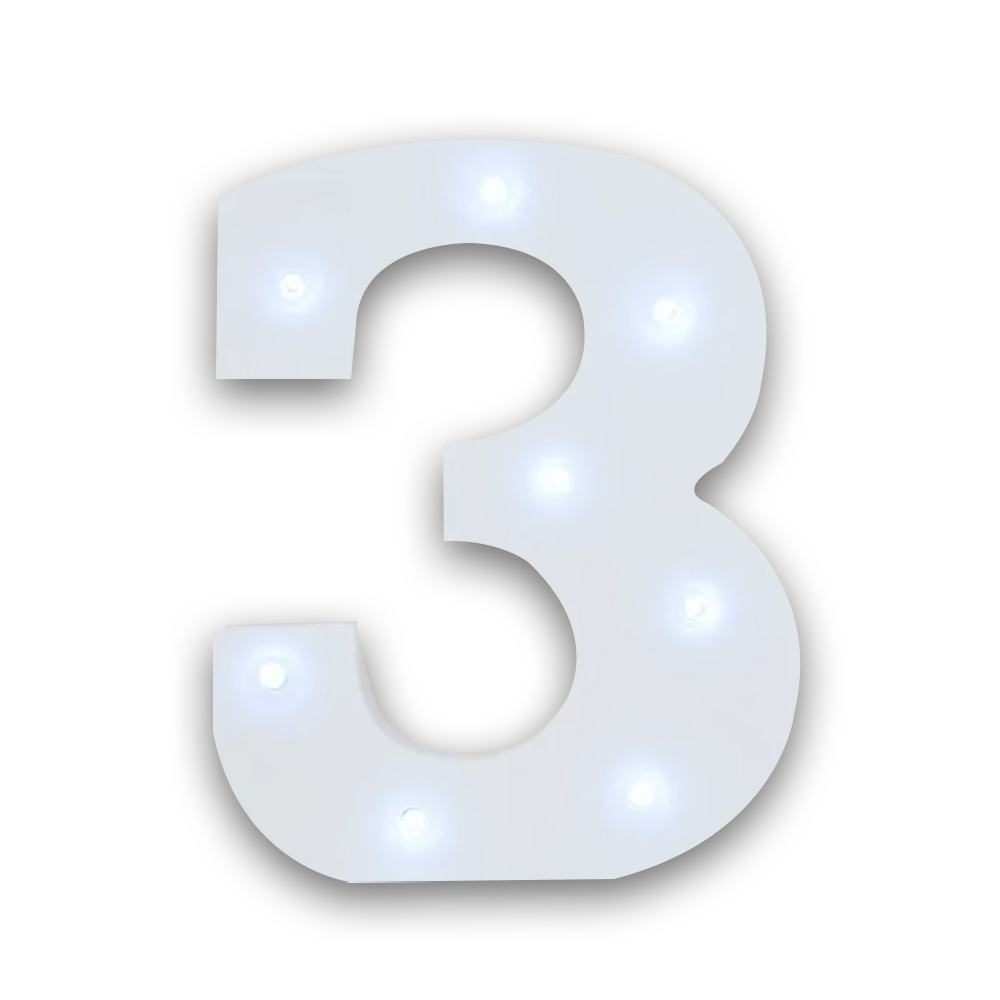 Numero 3 de Luz Led Luz Cálida - Image 2
