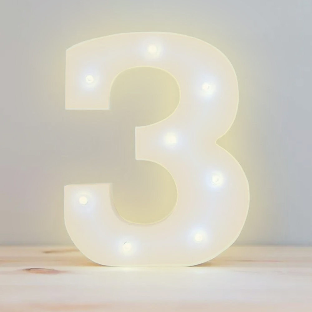 Numero 3 de Luz Led Luz Cálida