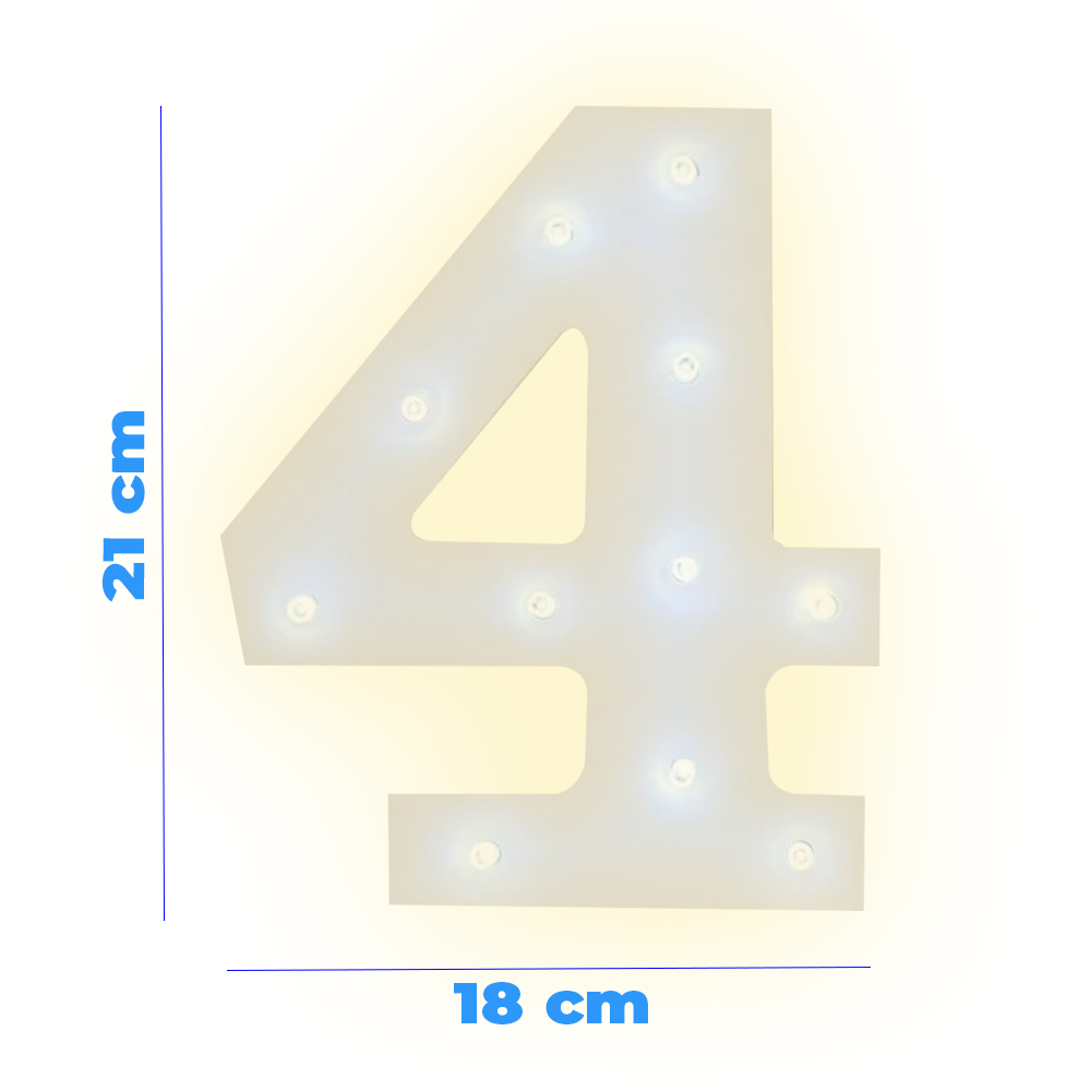 Numero 4 en 3D de Luz Led Luz Cálida. - Image 3
