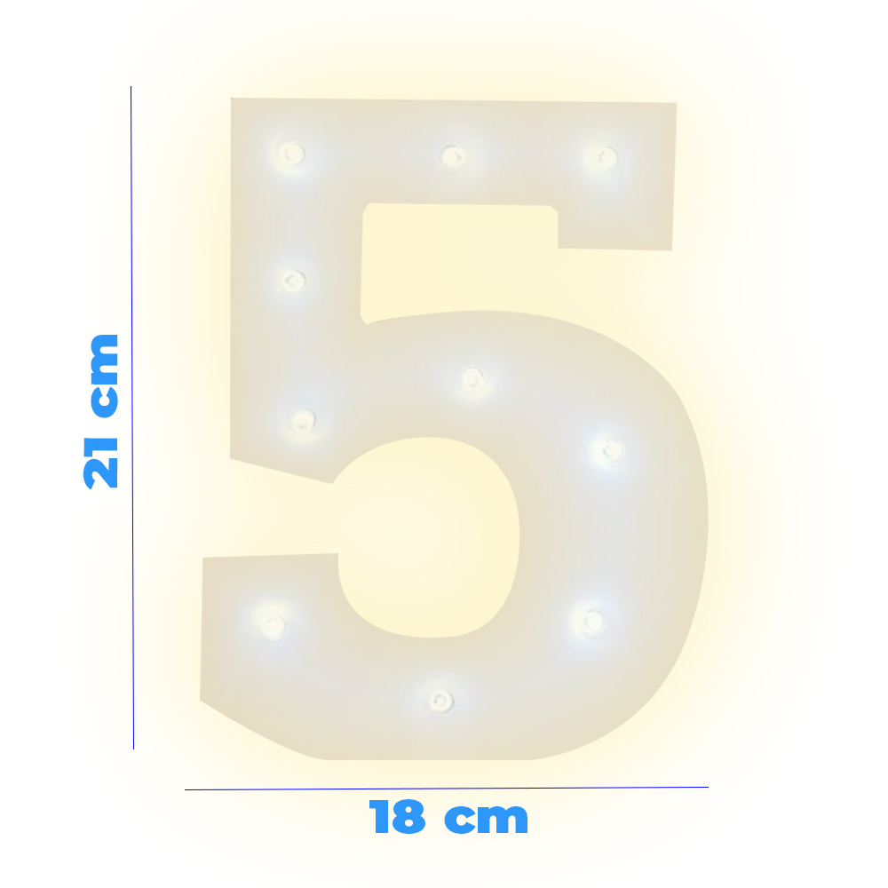 Numero 5 en 3D de Luz Led Luz Cálida. - Image 3