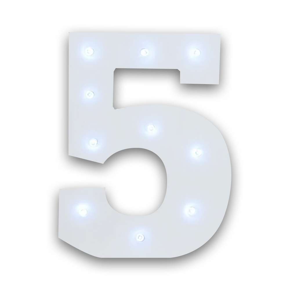 Numero 5 en 3D de Luz Led Luz Cálida. - Image 2