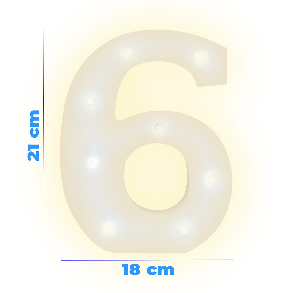 Numero 6 en 3D de Luz Led Luz Cálida. - Image 3