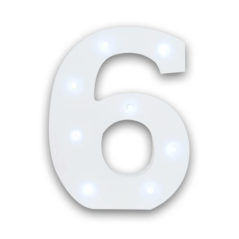 Numero 6 en 3D de Luz Led Luz Cálida. - Image 2