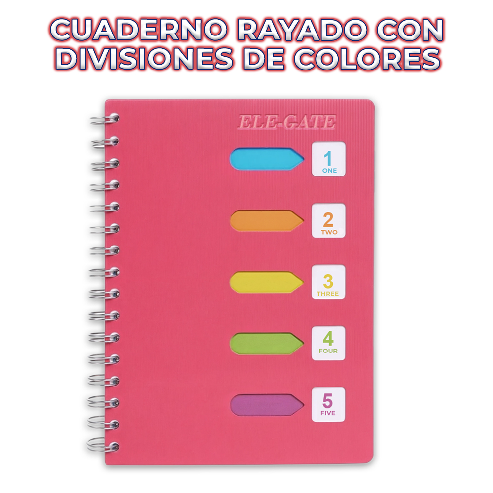 Cuaderno de 120 Hojas con Separadores de Colores