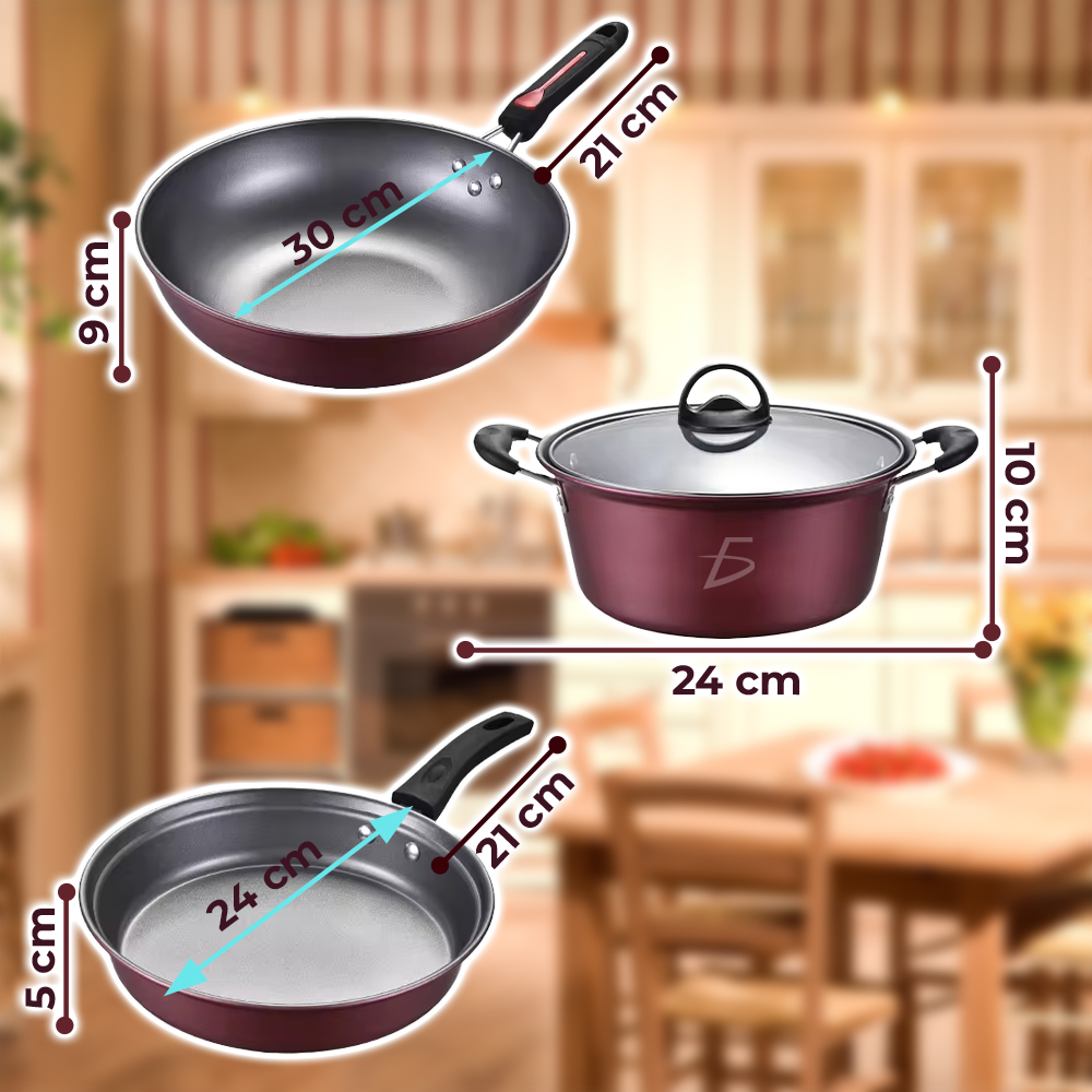 Juego de Sartenes y Olla Antiadherente 3 piezas - Image 5