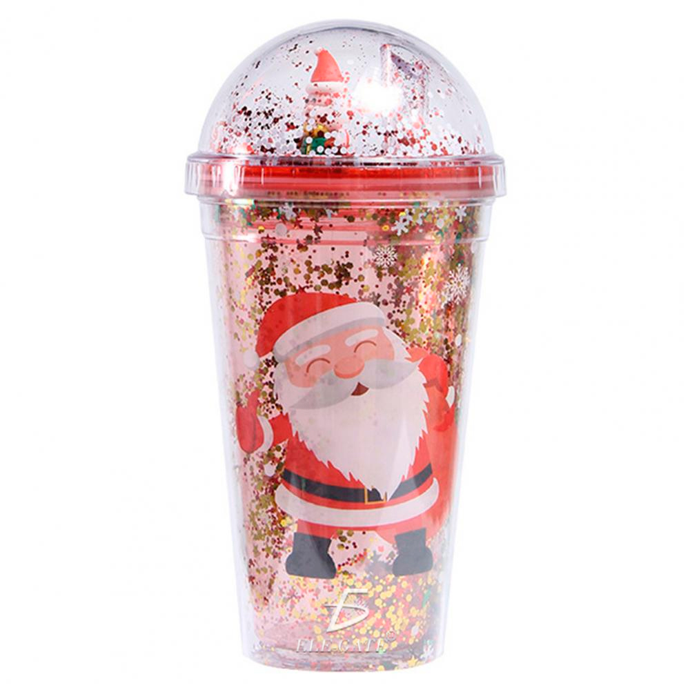 Vaso con Tapa y Pajita para Niños - Diseño Navideño y Toque de Purpurina - Material Plástico sin BPA - Image 2