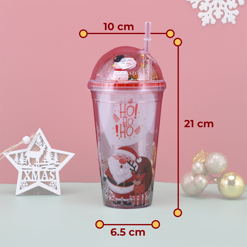 Vaso con Tapa y Pajita para Niños - Diseño Navideño y Toque de Purpurina - Material Plástico sin BPA - Image 5