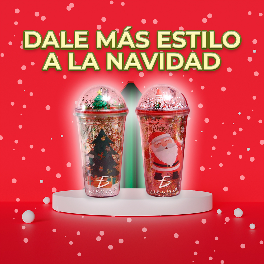 Vaso con Tapa y Pajita para Niños - Diseño Navideño y Toque de Purpurina - Material Plástico sin BPA - Image 4