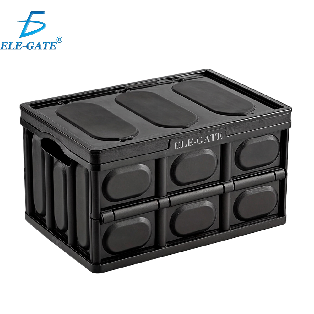 Caja de Plástico Negro Colapsable Reforzada y con Estructura Apilable