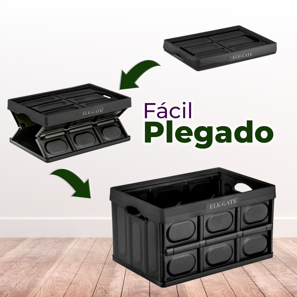 Caja de Plástico Negro Colapsable Reforzada y con Estructura Apilable - Image 2
