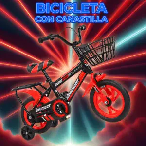 Bicicleta con Canastilla Rodada 12 con Frenos y Ruedas de Entrenamiento