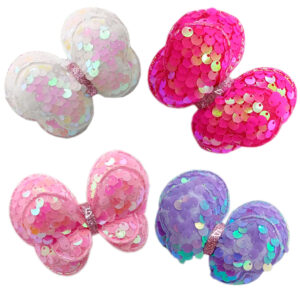 Paquete de 4 Moños con liga con Diseño de Mariposa Brillante Coquete