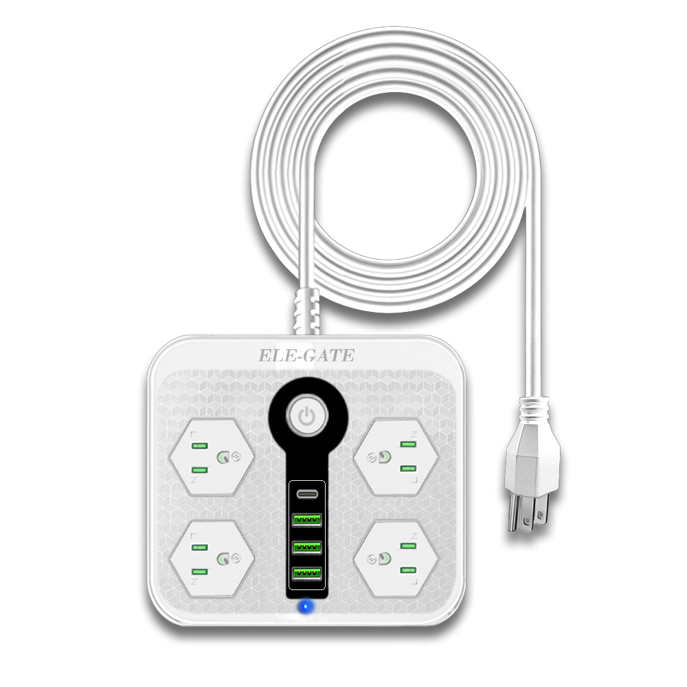 Multicontacto de Alimentación Universal – 4 Clavijas, 3 Puertos USB y 1 Puerto Tipo C para Carga Rápida y Segura - Image 3