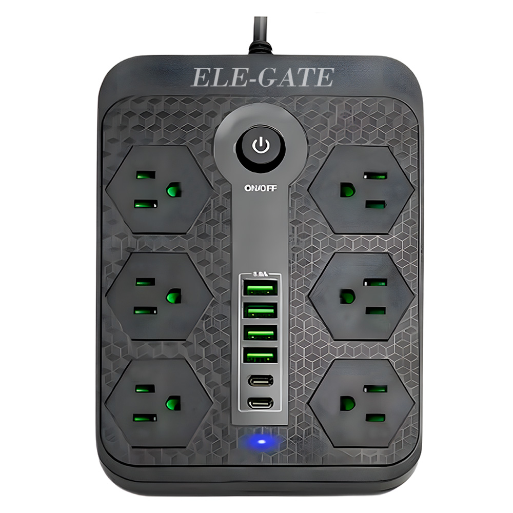 Multicontacto de Alimentación Universal – 6 Clavijas, 4 Puertos USB y 2 Puertos Tipo C para Carga Rápida y Segura - Image 2