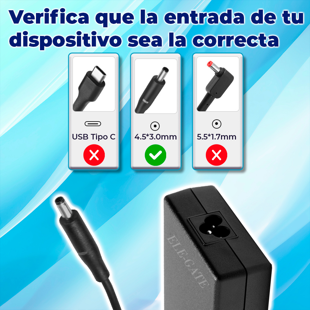 Cargador para Laptop Dell de 90W 19V 4.62A entrada de 45x30mm - Image 4