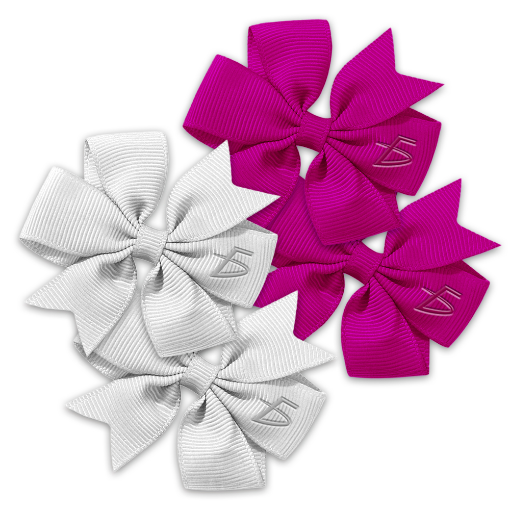 Juego de Moños con Clip de Colores Solidos Rojo Verde Blanco y Rosa - Image 3