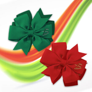 Juego de Moños con  Clip de Colores Solidos Rojo Verde Blanco y Rosa