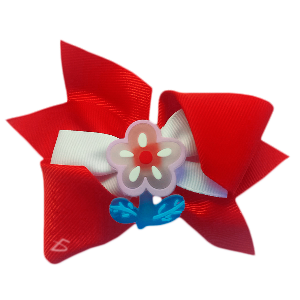 Par de Moños Coquete de Clip con Detalle de Flor de Acrílico en 4 Colores de Moda - Image 3