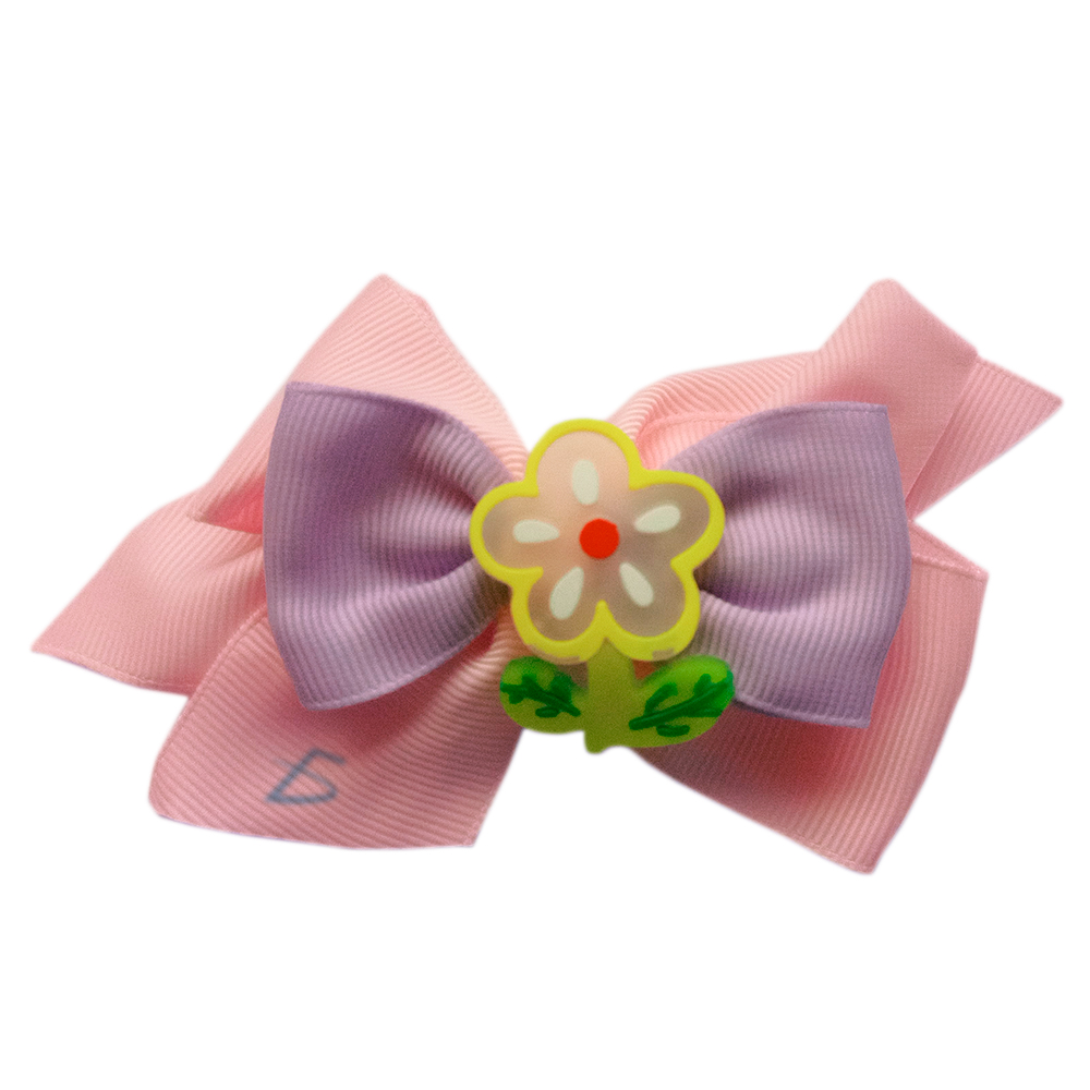 Par de Moños Coquete de Clip con Detalle de Flor de Acrílico en 4 Colores de Moda - Image 2