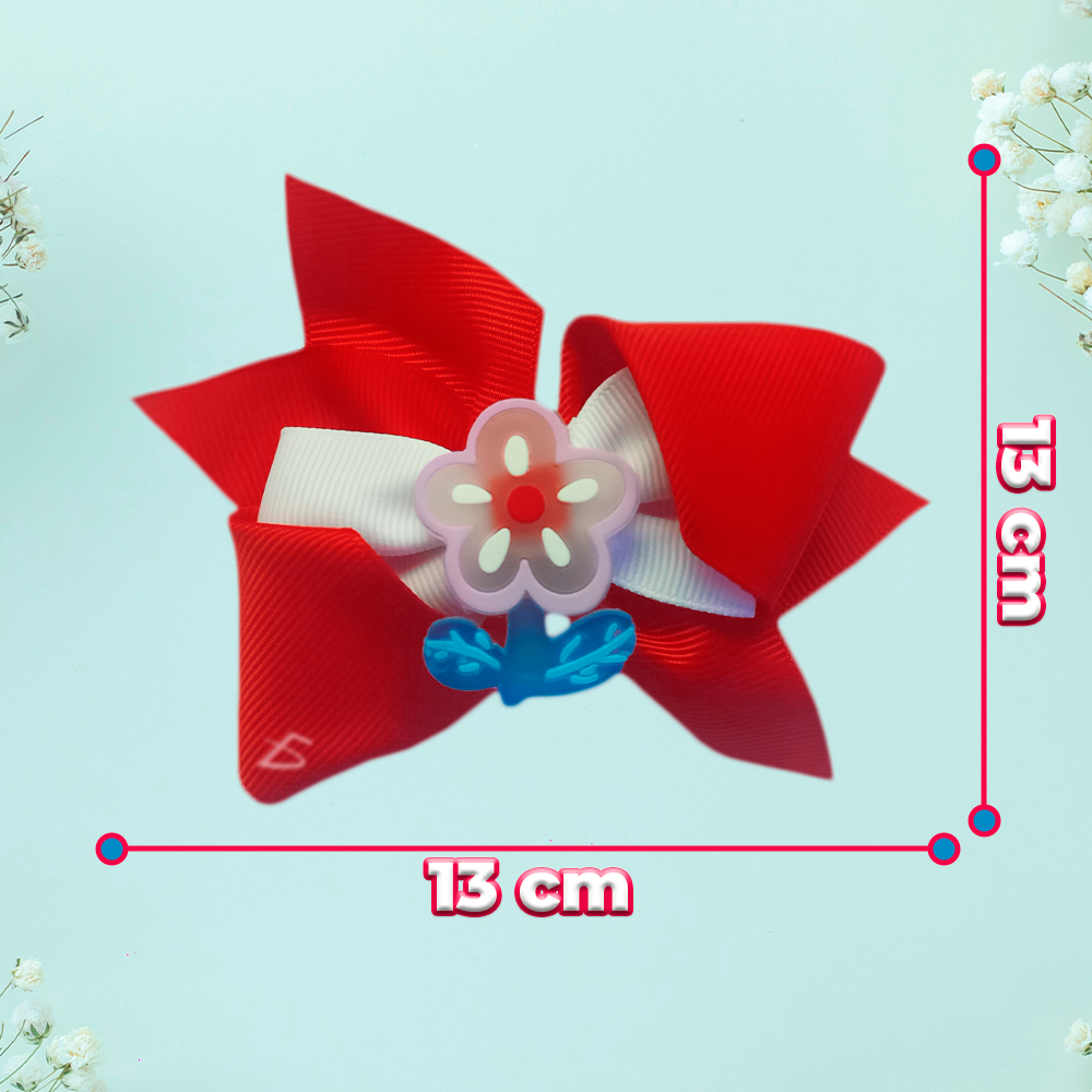 Par de Moños Coquete de Clip con Detalle de Flor de Acrílico en 4 Colores de Moda - Image 7