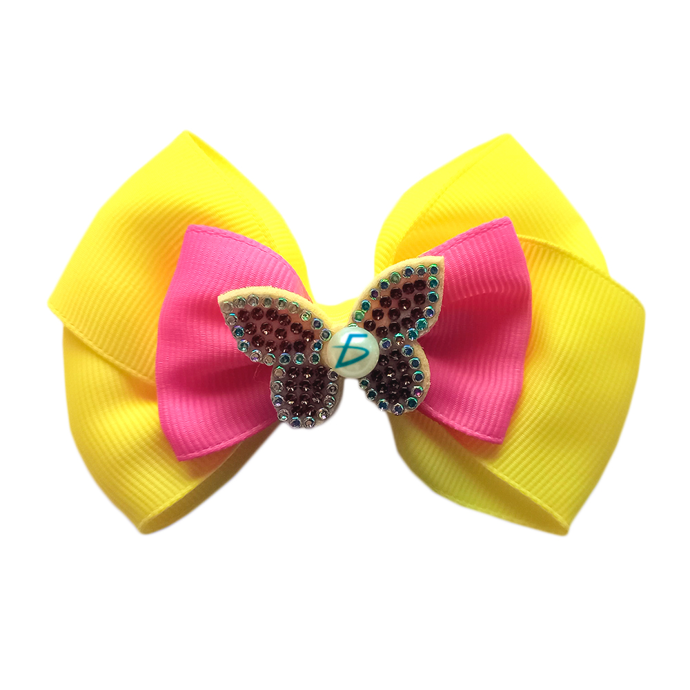 Par de Moños estilo Coquete con Broche Decorado con Mariposas de Bisutería - Image 2