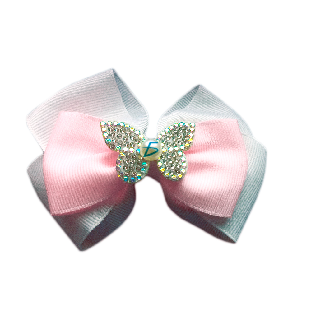 Par de Moños estilo Coquete con Broche Decorado con Mariposas de Bisutería - Image 3