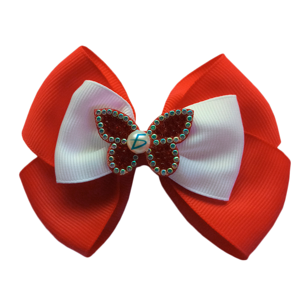 Par de Moños estilo Coquete con Broche Decorado con Mariposas de Bisutería - Image 4