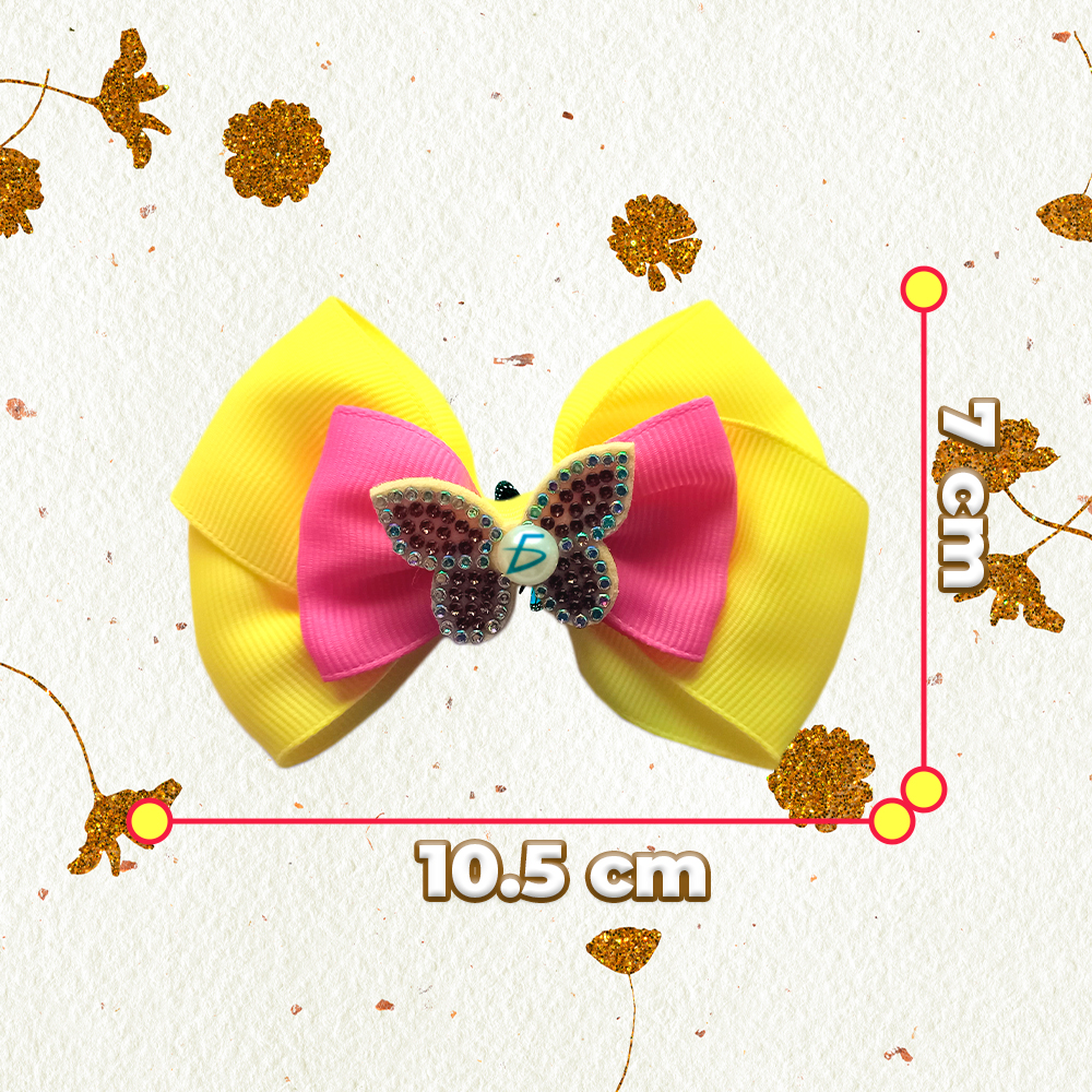 Par de Moños estilo Coquete con Broche Decorado con Mariposas de Bisutería - Image 7