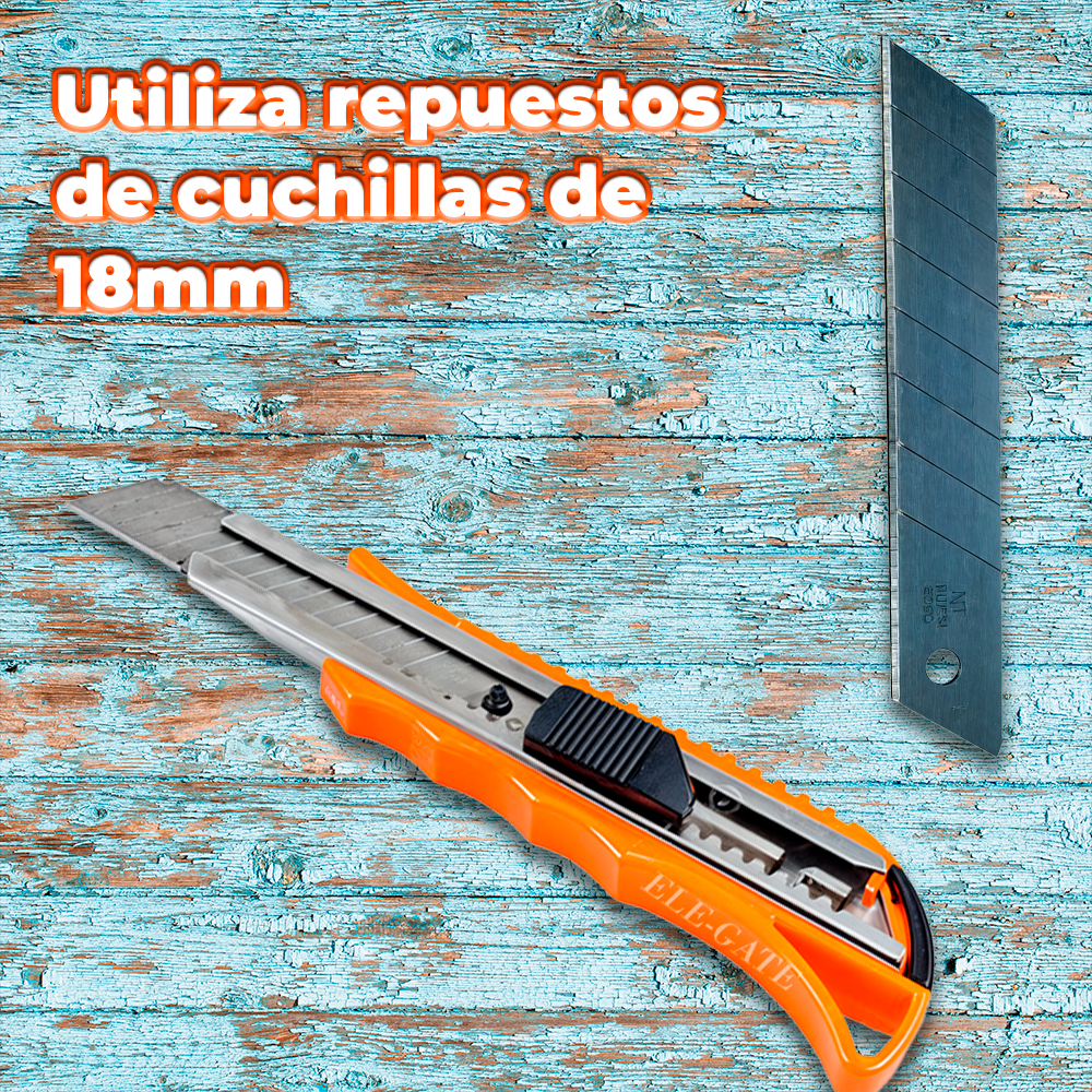 Cutter Profesional Retráctil de 15 cm con Cuchilla intercambiable de 18mm de Acero Inoxidable - Image 2