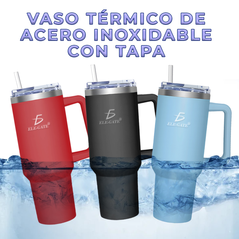 Vaso Térmico 1200ml con Asa incluye Popote y Tapa