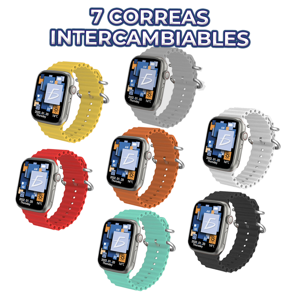 Smart Watch con 7 correas intercambiables Pantalla HD - Image 3